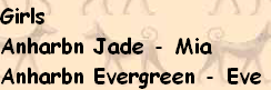 Girls
Anharbn Jade - Mia
Anharbn Evergreen - Eve